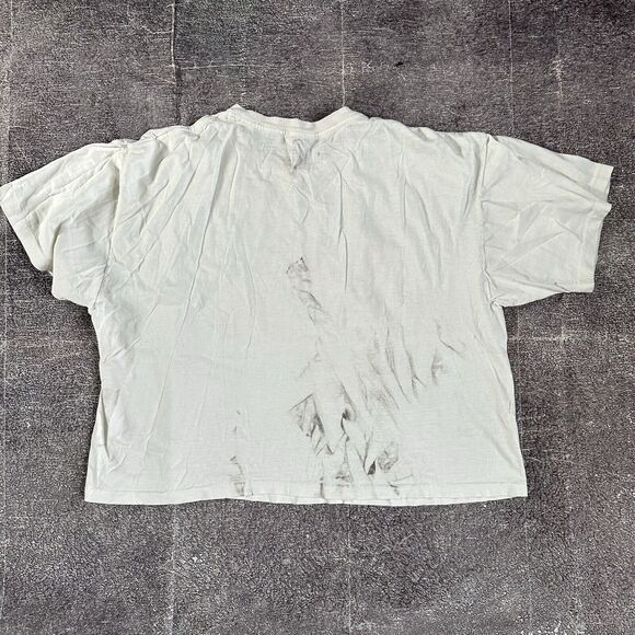 Women's Vintage 90's Oh Boy Happy Camper Cropped White Camp T Shirt Tee Sz OSFA - Picture 4 of 4